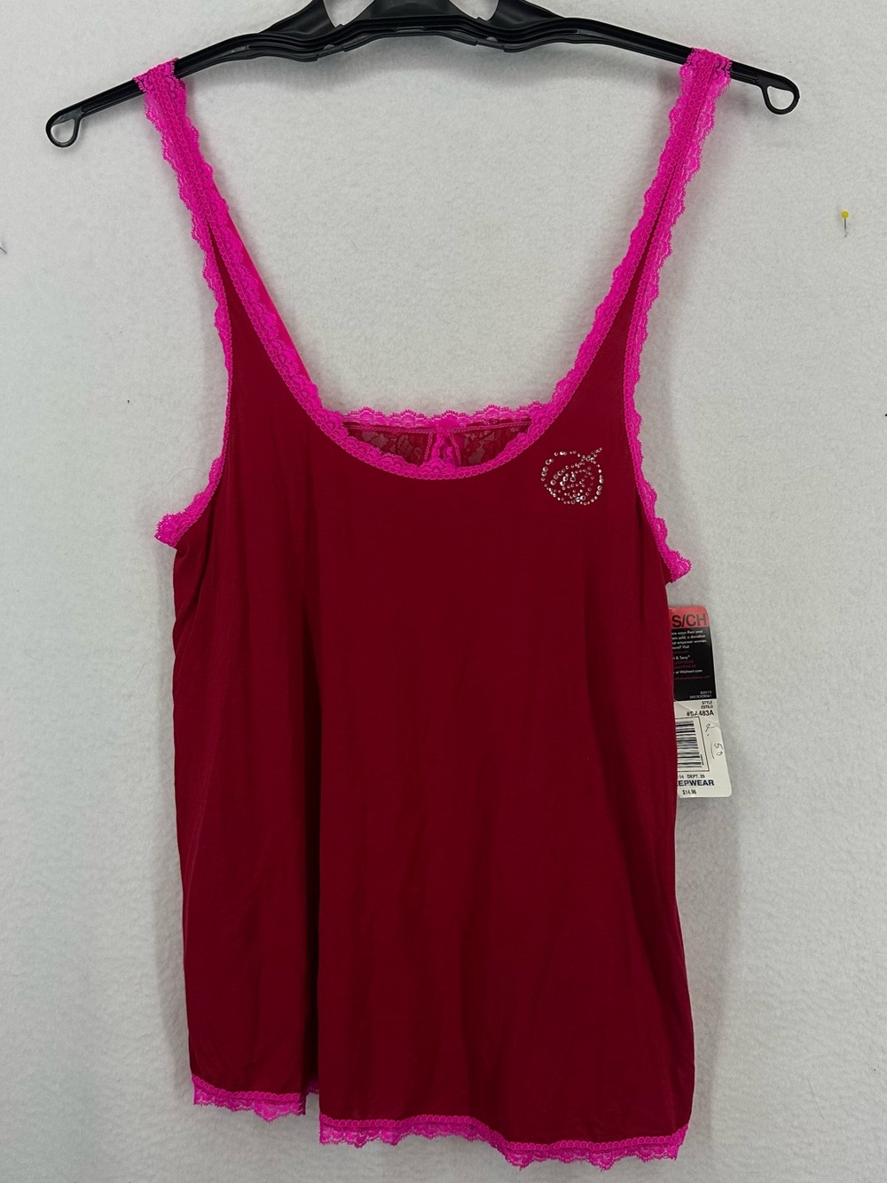 Smart & Sexy Lace Trim Sleep Cami Women’s Small Red Pink NWT Lingerie